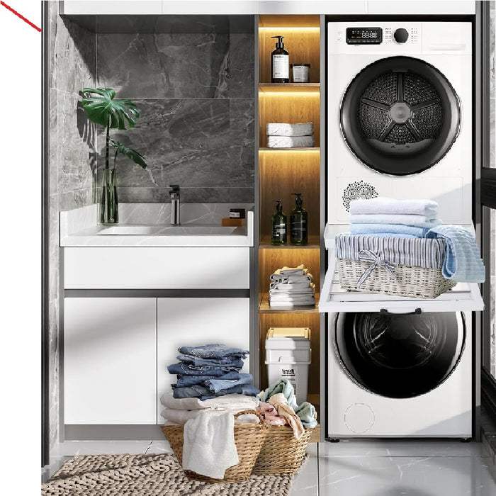 Supporto Universale Lavatrice e Asciugatrice con Stendino Estraibile -100KG