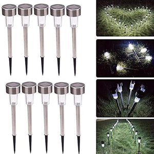10 x Lampade da Giardino ricarica solare Paletti Solari Moderni LED Luce Bianca