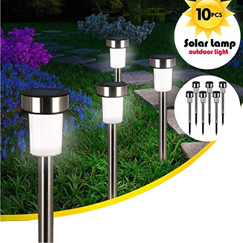 10 x Lampade da Giardino ricarica solare Paletti Solari Moderni LED Luce Bianca