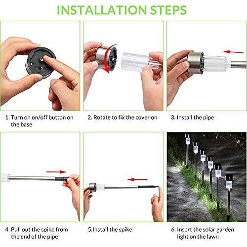 10 x Lampade da Giardino ricarica solare Paletti Solari Moderni LED Luce Bianca