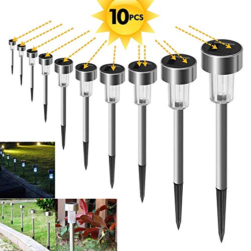 10 x Lampade da Giardino ricarica solare Paletti Solari Moderni LED Luce Bianca