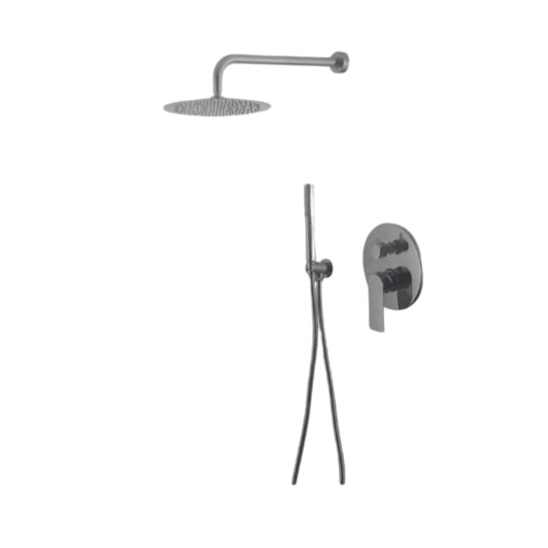 IMPALLI Kit Doccia A Incasso Due Vie Con Supporto Doccia Presa Acqua In Ottone Flessibile Doccetta Per Doccia Monogetto Braccio E Soffione Doccia Tondo Ultrapiatto Serie 18 Cromo (25 CM)