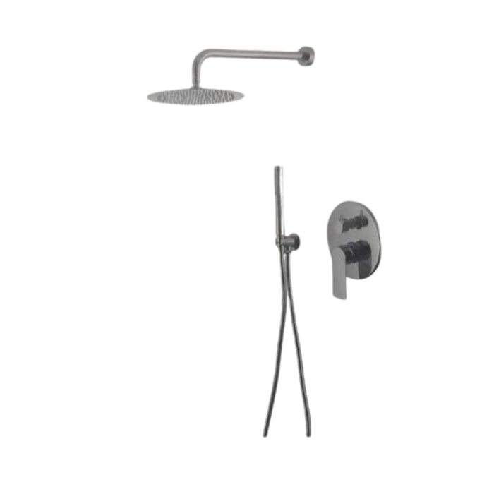 IMPALLI Kit Doccia A Incasso Due Vie Con Supporto Doccia Presa Acqua In Ottone Flessibile Doccetta Per Doccia Monogetto Braccio E Soffione Doccia Tondo Ultrapiatto Serie 18 Cromo (30 CM)