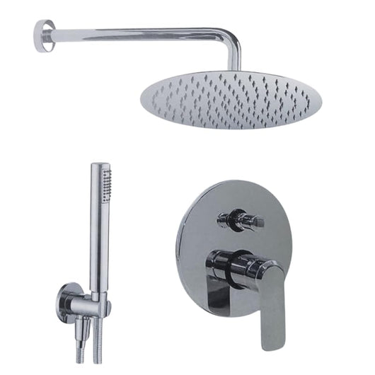 IMPALLI Kit Doccia Con Soffione Doccia Tondo D250 Mm Braccio Doccia 350 Mm Supporto Doccia Con Presa Acqua Flessibile Doccia E Miscelatore Doccia Incasso Due Vie (CROMO)
