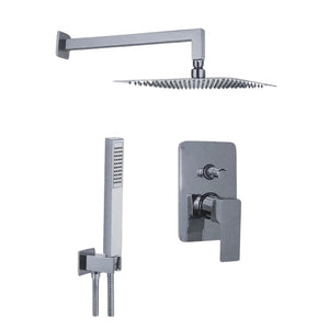 IMPALLI Kit Doccia Con Soffione Doccia Quadrato 250 Mm X 250 Mm Braccio Doccia 350 Mm Supporto Doccia Con Presa Acqua Flessibile Doccia E Miscelatore Doccia Incasso Due Vie (CROMO)