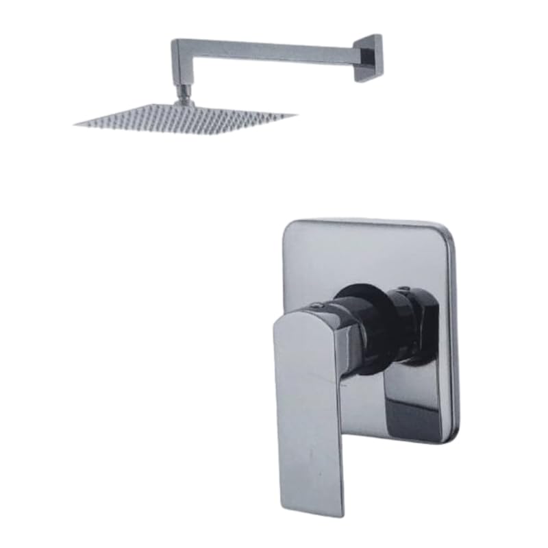 IMPALLI Kit Doccia A Incasso Una Via Con Soffione Doccia Piastra Quadrata Ultra Piatto 25X25 Cm E Braccio Doccia Kit Doccia Finitura Cromo Serie 21/23