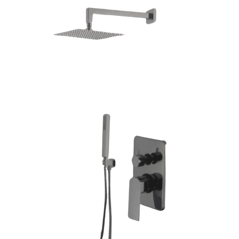 IMPALLI Kit Doccia A Incasso Due Vie Con Supporto Doccia Saliscendi Presa Acqua In Ottone Flessibile Doccetta Per Doccia Monogetto Braccio Da 35 Cm E Soffione Doccia Quadrato Ultrapiatto Serie 21/23