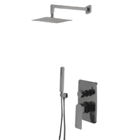 IMPALLI Kit Doccia A Incasso Due Vie Con Supporto Doccia Saliscendi Presa Acqua In Ottone Flessibile Doccetta Per Doccia Monogetto Braccio Da 35 Cm E Soffione Doccia Quadrato Ultrapiatto Serie 21/23