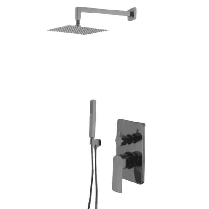 IMPALLI Kit Doccia A Incasso Due Vie Con Supporto Doccia Saliscendi Presa Acqua In Ottone Flessibile Doccetta Per Doccia Monogetto Braccio Da 35 Cm E Soffione Doccia Quadrato Ultrapiatto Serie 21/23