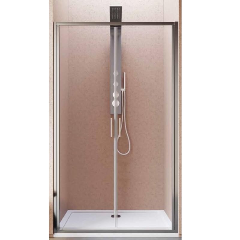 IMPALLI Box Doccia Completo H195 Cm Estensibile 116-120 Cm A 2 Porte Doccia Ante Saloon Cabina Doccia Cristallo Temperato 6 Mm Reversibile Finitura Trasparente Profili Alluminio Cromo Lucido (120)