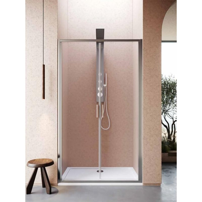 IMPALLI Box Doccia Completo H195 Cm Estensibile 86-90 Cm A 2 Porte Doccia Ante Saloon Cabina Doccia Cristallo Temperato 6 Mm Reversibile Finitura Trasparente Profili Alluminio Cromo Lucido (90)