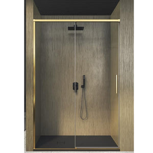 IMPALLI Box Doccia H210 Cm Estensibile 107-110 Cm Cabina Doccia Scorrevole Anta A Chiusura Rallentata Cristallo Temperato 8 Mm Trasparente Anticalcare Profili Alluminio (ORO SPAZZOLATO 110)