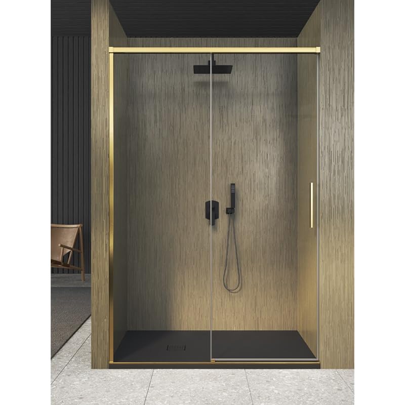 IMPALLI Box Doccia H210 Cm Estensibile 107-110 Cm Cabina Doccia Scorrevole Anta A Chiusura Rallentata Cristallo Temperato 8 Mm Trasparente Anticalcare Profili Alluminio (ORO SPAZZOLATO 110)