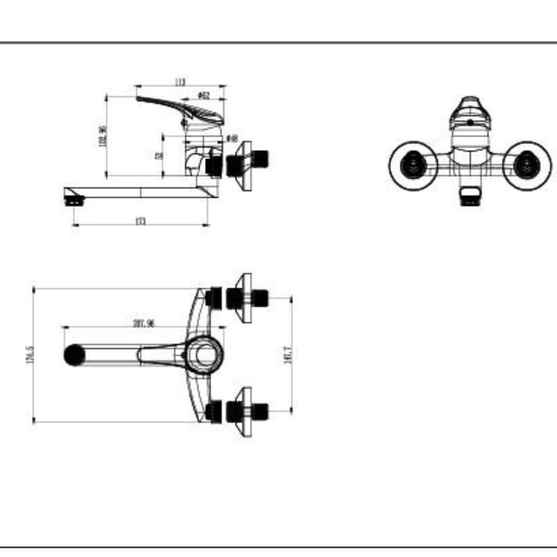 IMPALLI Miscelatore Cucina A Parete Con Canna Lunga Girevole Di 17,3 Cm Rubinetto Lavello Cucina Con Leva Monocomando Finitura Cromo Miscelatore Lavello Cucina Serie Alice