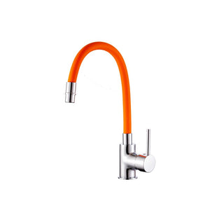 IMPALLI Miscelatore Cucina A Canna Flessibile Girevole In Silicone Colorata Rubinetto Lavello Cucina Completo Di Flessibili Rubinetto Cucina 5X36X17 Cm (ARANCIONE)