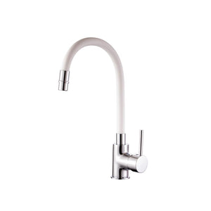 IMPALLI Miscelatore Cucina A Canna Flessibile Girevole In Silicone Colorata Rubinetto Lavello Cucina Completo Di Flessibili Rubinetto Cucina 5X36X17 Cm (BIANCO)