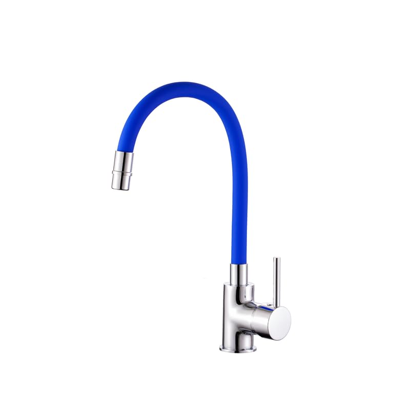 IMPALLI Miscelatore Cucina A Canna Flessibile Girevole In Silicone Colorata Rubinetto Lavello Cucina Completo Di Flessibili Rubinetto Cucina 5X36X17 Cm (BLU ROYALE)