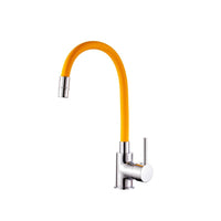 IMPALLI Miscelatore Cucina A Canna Flessibile Girevole In Silicone Colorata Rubinetto Lavello Cucina Completo Di Flessibili Rubinetto Cucina 5X36X17 Cm (GIALLO)