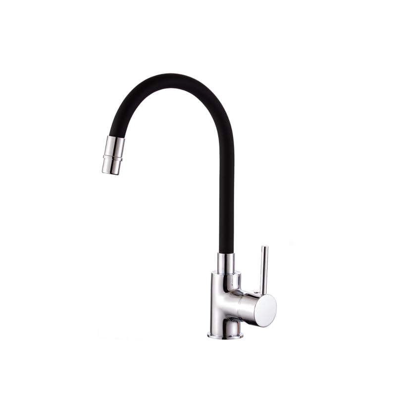 IMPALLI Miscelatore Cucina A Canna Flessibile Girevole In Silicone Colorata Rubinetto Lavello Cucina Completo Di Flessibili Rubinetto Cucina 5X36X17 Cm (NERO)