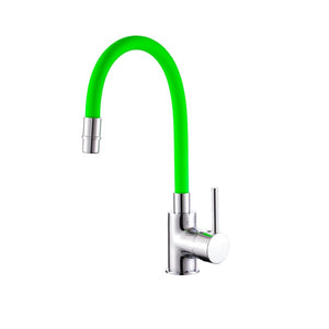IMPALLI Miscelatore Cucina A Canna Flessibile Girevole In Silicone Colorata Rubinetto Lavello Cucina Completo Di Flessibili Rubinetto Cucina 5X36X17 Cm (VERDE)