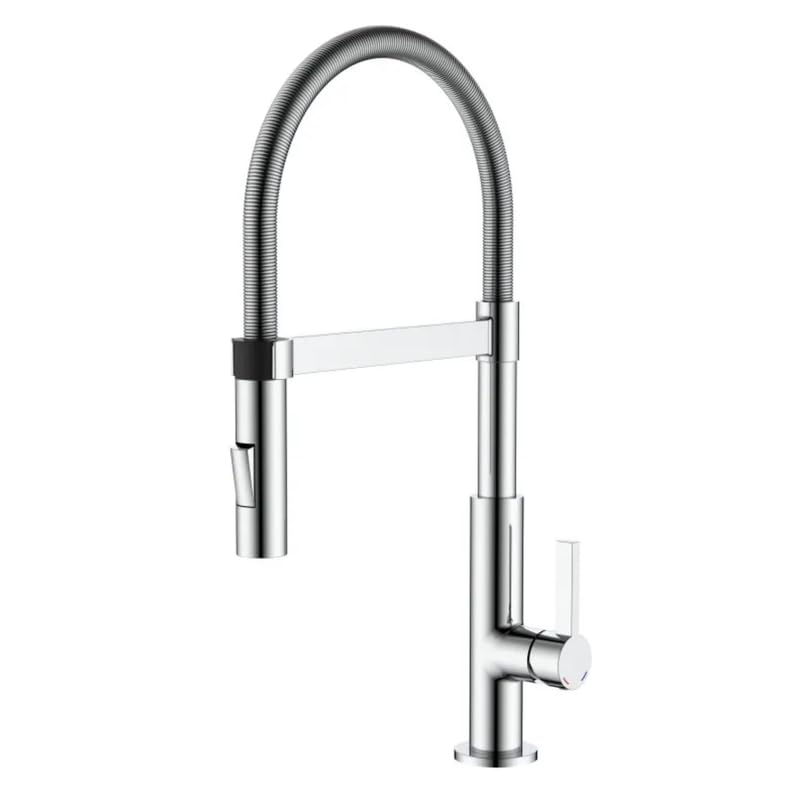 IMPALLI Miscelatore Cucina A Canna Flessibile A Molla Rubinetto Lavello Cucina Flessibile Con Attacco A Forcella Magnetico Rubinetto Cucina Soffione A 2 Getti Finitura Cromo