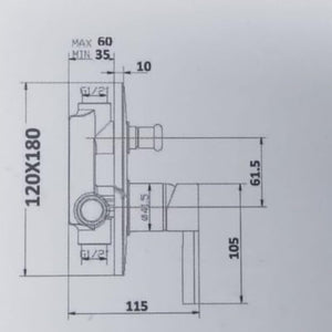 IMPALLI Miscelatore Doccia A Incasso Due Vie Miscelatore Per Doccia Piastra Quadrata Con Deviatore Doccia Meccanico Miscelatore A Muro Finitura Cromo