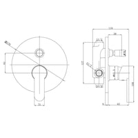 IMPALLI Miscelatore Doccia A Incasso Miscelatore Per Doccia Due Vie Con Deviatore Doccia Piastra Rotonda Miscelatore Da Doccia Serie HH (NERO OPACO)