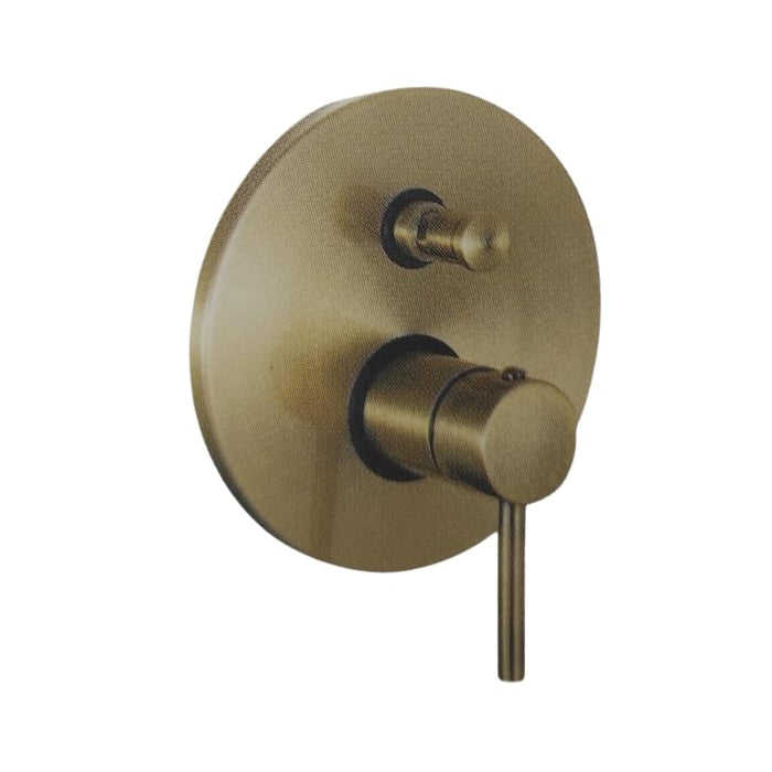 IMPALLI Miscelatore Doccia A Incasso Miscelatore Per Doccia Due Vie Con Deviatore Doccia Miscelatore A Muro Piastra Tonda Serie MM (OTTONE ANTICO)