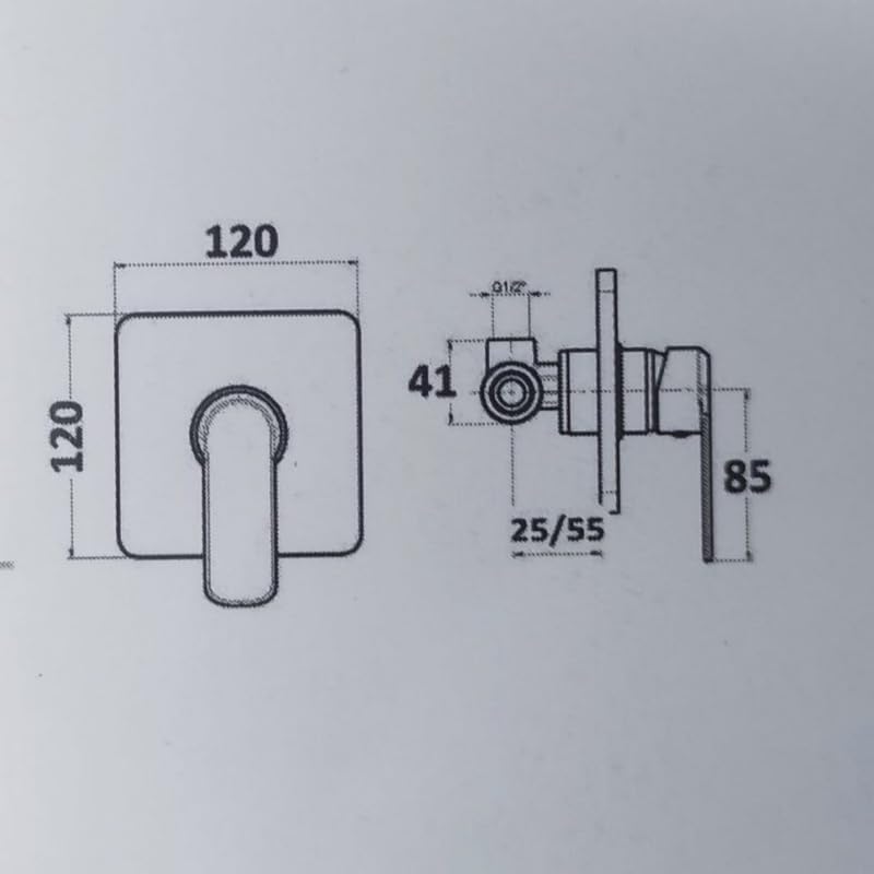 IMPALLI Miscelatore Doccia A incasso Una Via Miscelatore Per Doccia Piastra Quadrata Miscelatore Da Doccia Finitura Cromata Serie 21/23