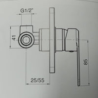 IMPALLI Miscelatore Doccia A Incasso Miscelatore Per Doccia Una Via Con Deviatore Doccia Piastra Rotonda Miscelatore Da Doccia Serie HH (CROMO)