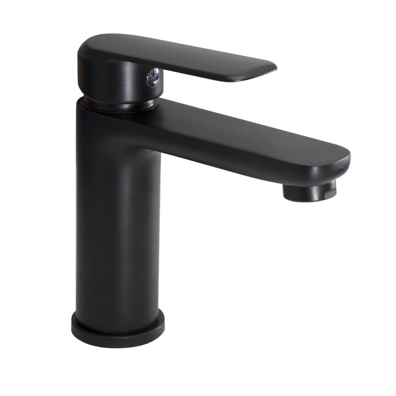 IMPALLI Miscelatore Lavabo Bagno Completo Di Piletta Pop Up1'' 1/4 E Flessibili Rubinetto Bagno Lavabo 150X150 Mm Miscelatore Bagno Lavabo Serie HH (NERO OPACO)