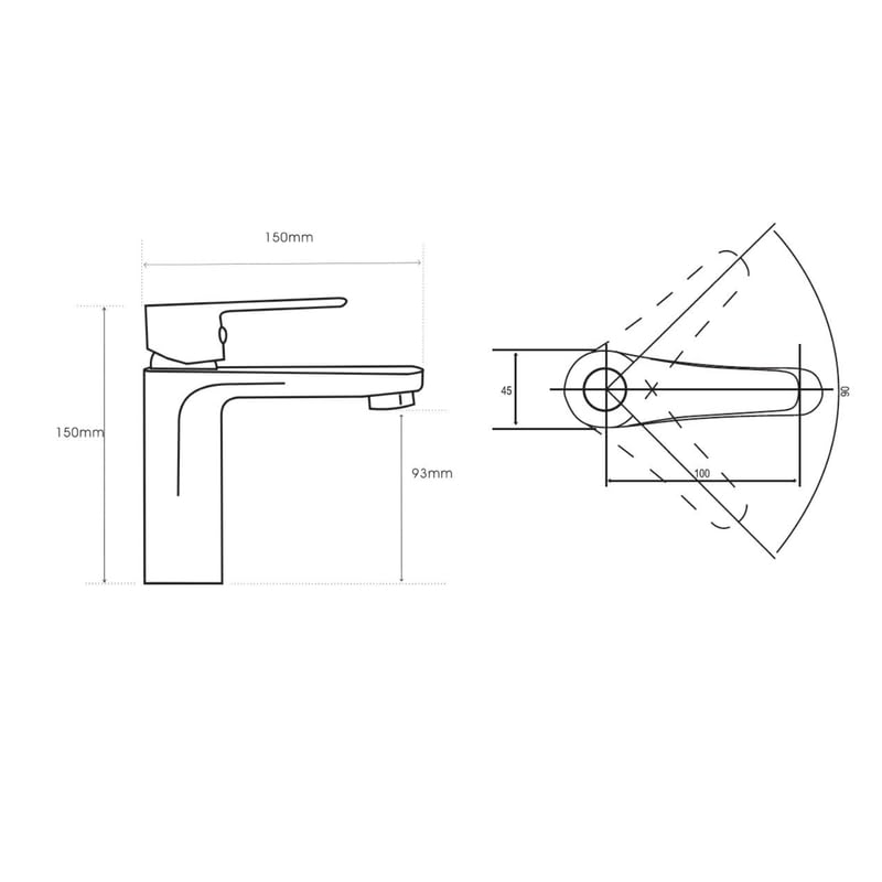 IMPALLI Miscelatore Lavabo Bagno Completo Di Piletta Pop Up1'' 1/4 E Flessibili Rubinetto Bagno Lavabo 150X150 Mm Miscelatore Bagno Lavabo Serie HH (NERO OPACO)