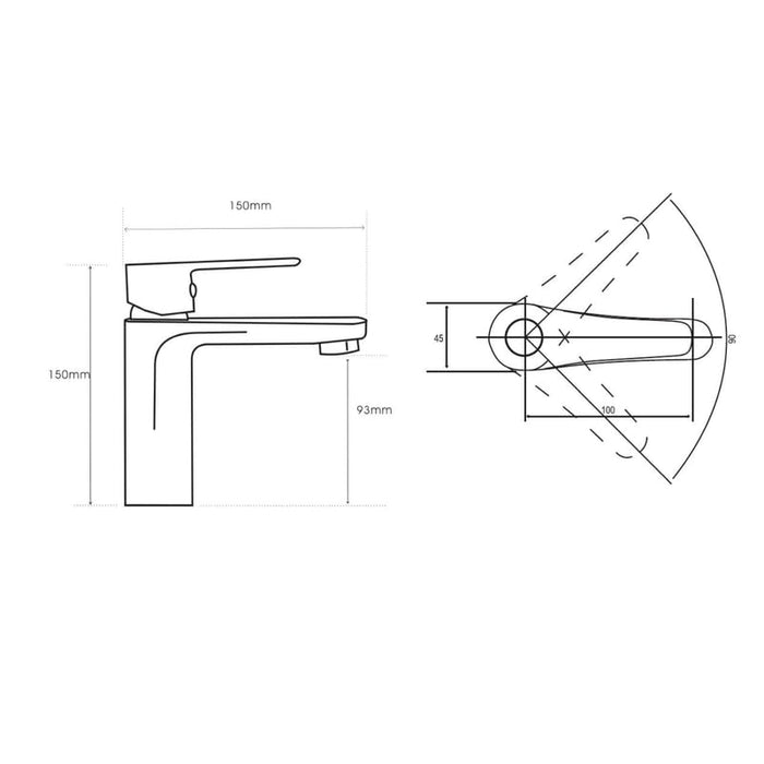 IMPALLI Miscelatore Lavabo Bagno Completo Di Piletta Pop Up1'' 1/4 E Flessibili Rubinetto Bagno Lavabo 150X150 Mm Miscelatore Bagno Lavabo Serie HH (NERO OPACO)