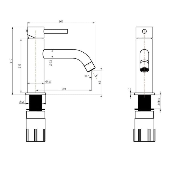IMPALLI Rubinetto Bagno Lavabo Serie MM Miscelatore Lavabo Bagno Elegante Miscelatore Bagno Lavabo Serie Mm Con Piletta Click Clack 1'' 1/4 Inclusa (OTTONE ANTICO)