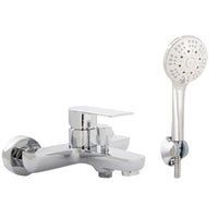 IMPALLI Miscelatore Vasca Da Bagno Completo Di Kit Doccia Flessibile Supporto E Doccetta Multigetto Miscelatore Vasca Finitura Cromata Serie 18