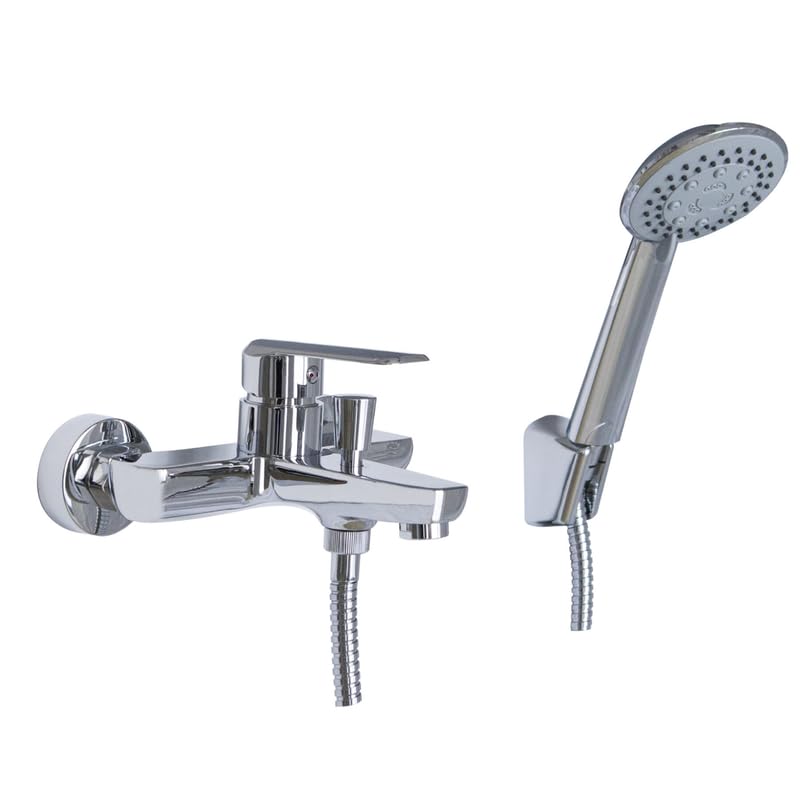 IMPALLI Miscelatore Vasca Da Bagno Completo Di Kit Doccia Flessibile Supporto E Doccetta Multigetto Miscelatore Vasca Finitura Cromata Serie HH