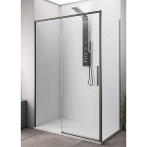 IMPALLI Box Doccia H200 Cm Estensibile 107-110 Cm Cabina Doccia A Nicchia Anta Scorrevole Chiusura Magnetica Cristallo Temperato 6 Mm Trasparente Doppia Clip Sgancio (NICHEL SPAZZOLATO 110)