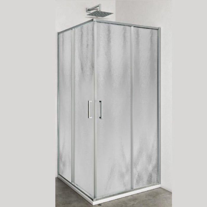 IMPALLI Box Doccia Angolare H200Cm Estensibile 77,5-79 Cm 107,5-109 Cm Cabina Doccia Ante Scorrevoli Cristallo Temperato 6 Mm Profili Cromo Lucido Modello Islanda (CINCILLA' 80X110)