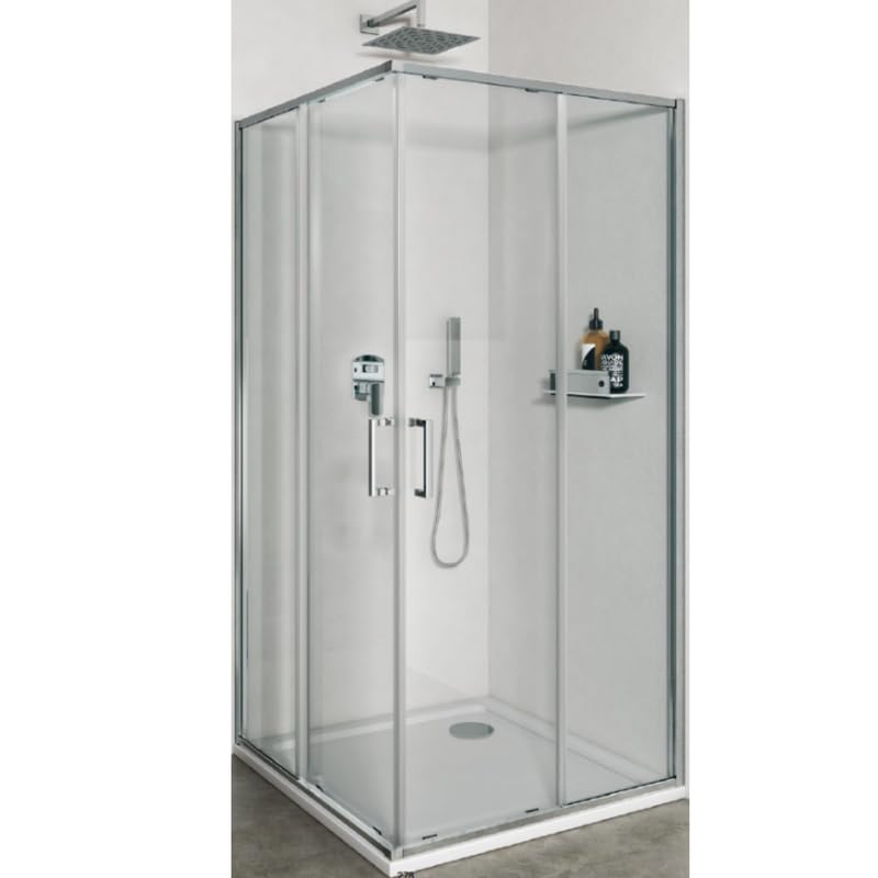 IMPALLI Box Doccia Angolare H200Cm Estensibile 67,5-69 Cm 137,5-139 Cm Cabina Doccia Ante Scorrevoli Cristallo Temperato 6 Mm Profili Cromo Lucido Modello Islanda (TRASPARENTE 70X140)