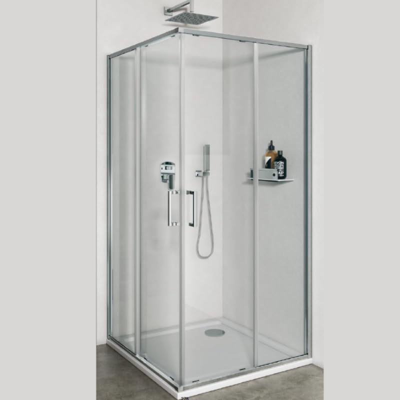 IMPALLI Box Doccia Angolare H200Cm Estensibile 67,5-69 Cm 137,5-139 Cm Cabina Doccia Ante Scorrevoli Cristallo Temperato 6 Mm Profili Cromo Lucido Modello Islanda (TRASPARENTE 70X140)