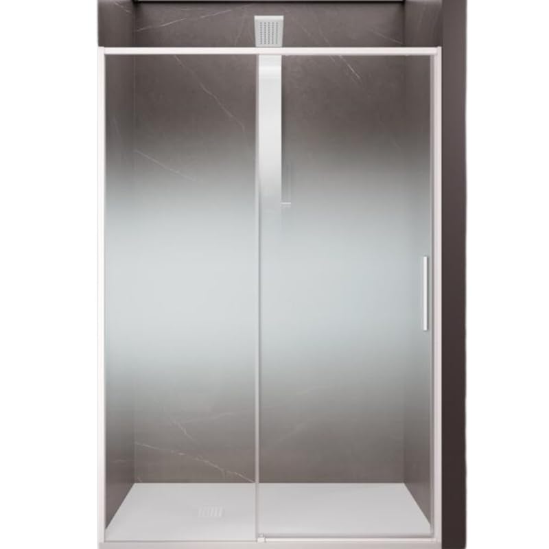 IMPALLI Box Doccia Angolare H200 Cm A Nicchia Estensibile 77,5-79 Cm 157-160 Cm Anta Fissa E Scorrevole Cristallo Temperato 6 Mm Finitura Cristallo Sfumato (BIANCO OPACO 80X160)