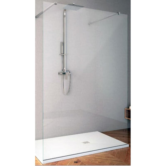IMPALLI Box Doccia Walk In H200 CM Estensibile 158,5-160 Cm Reversibile Cabina Doccia Anticalcare Cristallo Trasparente Temperato 8 Mm Bracci Estensibili (BIANCO OPACO 160)