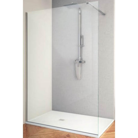 IMPALLI Box Doccia Walk In H200 CM Estensibile 148,5-150 Cm Reversibile Cabina Doccia Anticalcare Cristallo Trasparente Temperato 8 Mm Bracci Estensibili (INOX SPAZZOLATO 150)