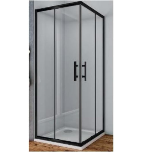 IMPALLI Box Doccia Angolare H190CM Estensibile 68-69,5 Cm 88-89,5 Cm Ante Scorrevoli Cabina Doccia Reversibile Cristallo Temperato 6 Mm Finitura Cristallo Trasparente Profili Neri (70X90)