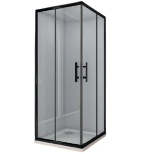 IMPALLI Box Doccia Angolare H190CM Estensibile 78-79,5 Cm 98-99,5 Cm Ante Scorrevoli Cabina Doccia Reversibile Cristallo Temperato 6 Mm Finitura Cristallo Trasparente Profili Neri (80X100)