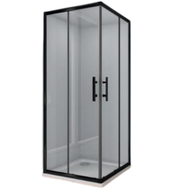 IMPALLI Box Doccia Angolare H190CM Estensibile 78-79,5 Cm 118-119,5 Cm Ante Scorrevoli Cabina Doccia Reversibile Cristallo Temperato 6 Mm Finitura Cristallo Trasparente Profili Neri (80X120)