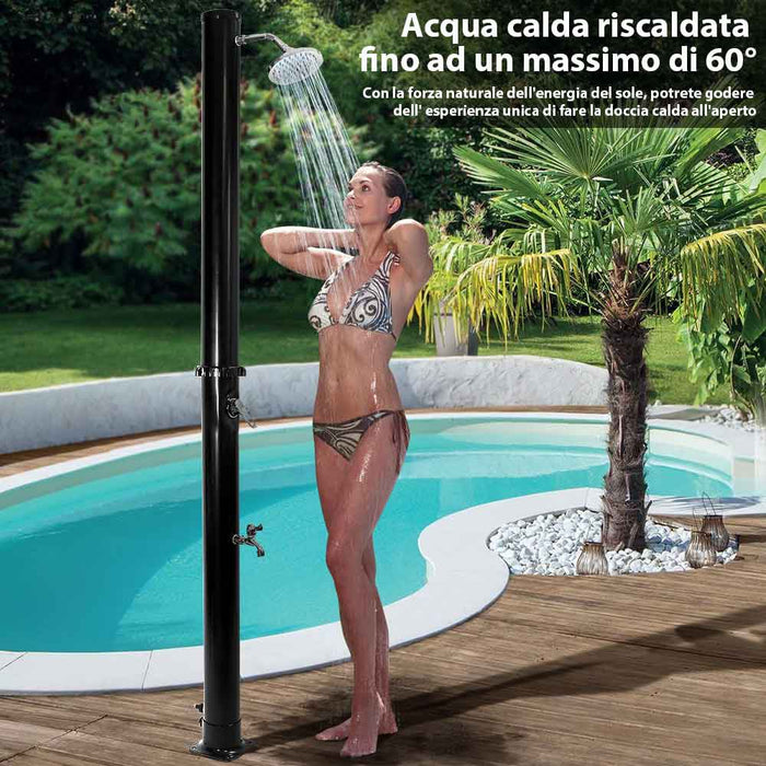 Doccia Solare da Giardino 20 LT con Lava Piedi e Miscelatore per Esterno Piscina