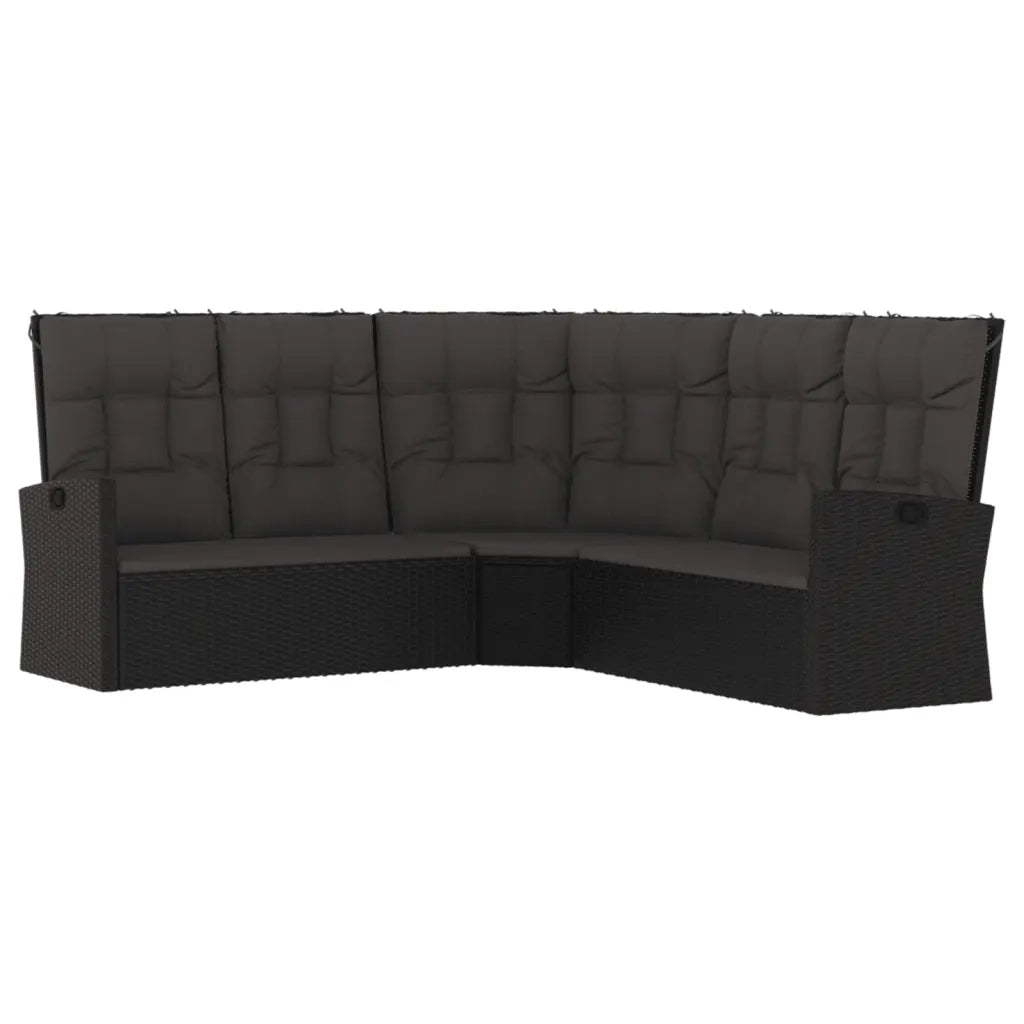 Set Divani da Giardino 4 pz con Cuscini Nero in Polyrattan