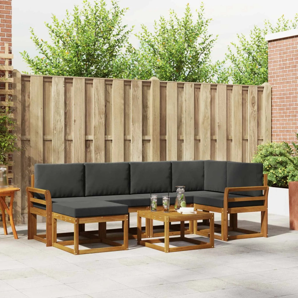 Set di divani da esterno con cuscino 7 pcs Naturale e Antracite