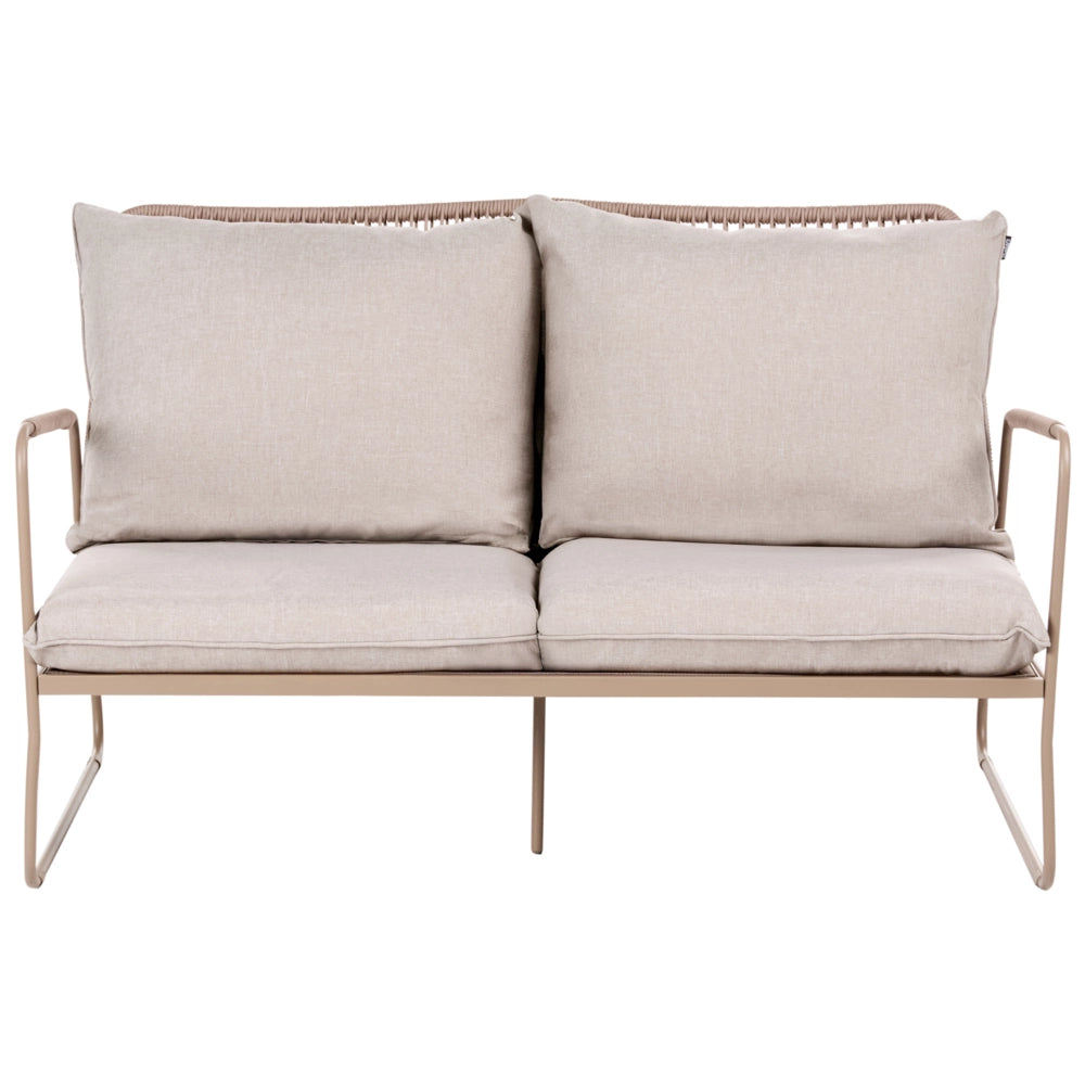 Set da Giardino Lounge Beige 4 Posti con Divano Poltrone e Tavolino con Struttura in Metallo
